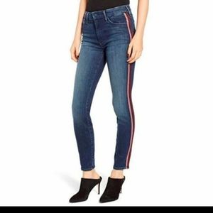 Mother High Waisted Looker Here Kitty Glitter Stripes